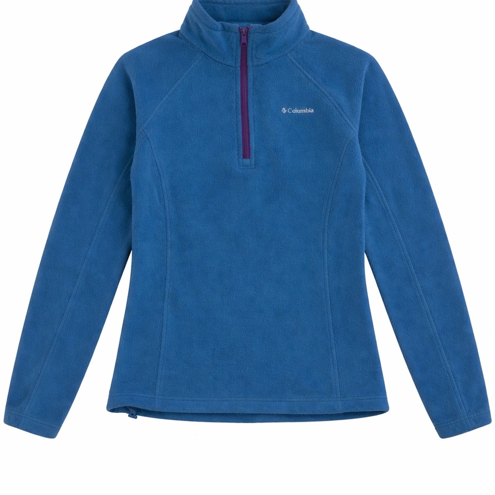 Columbia Blue Half-Zip Fleece with Purple Zipper
